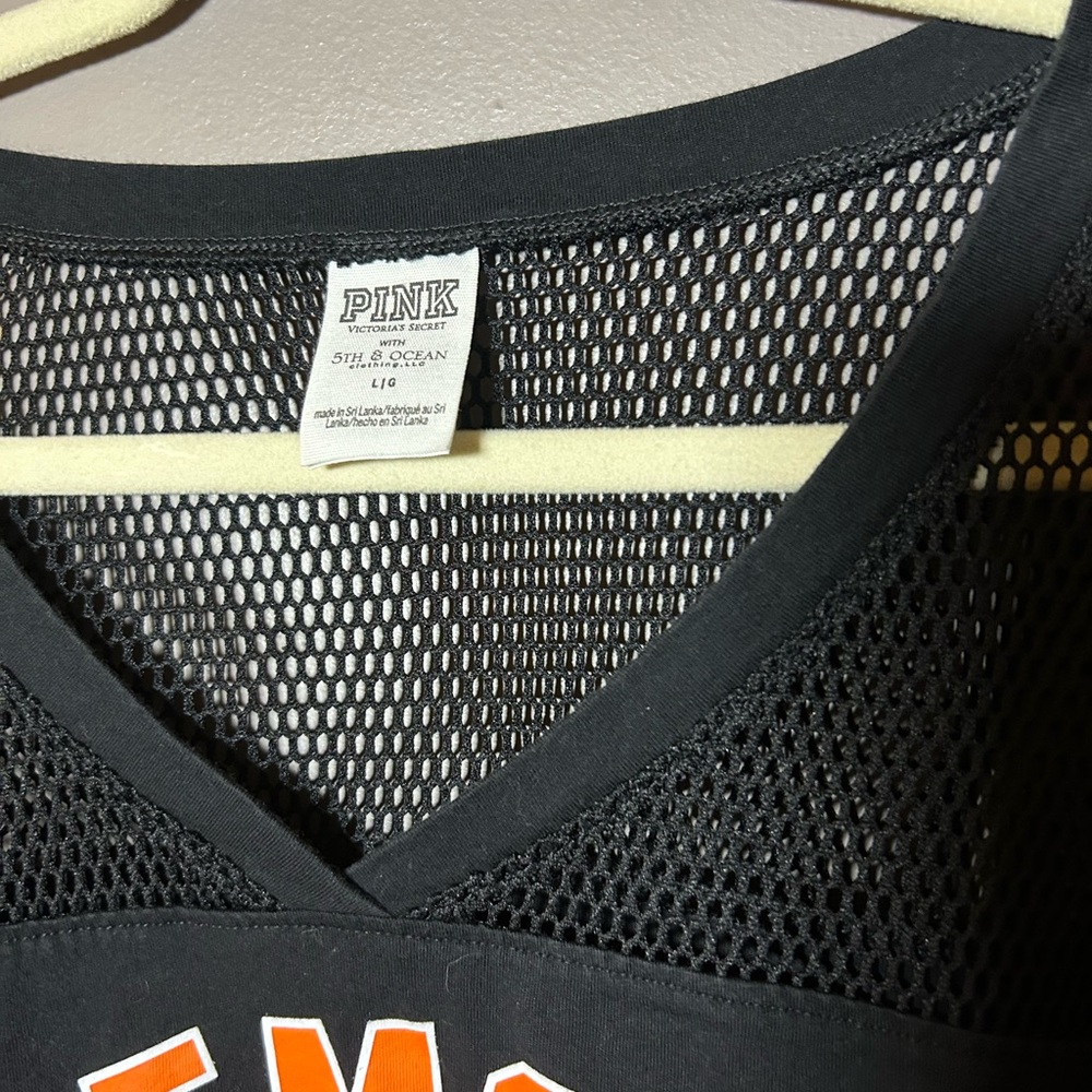 PINK Victoria's Secret Black and Orange Clemson Crop Top - Picture 2 of 7